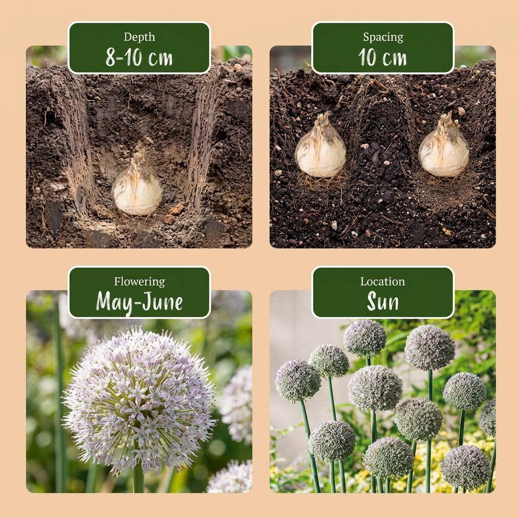 160x Allium Ping Pong - Blomsterløg - Prydløg Ping Pong - Hvid - Sommerblomstrende - Løgstørrelse 6/7