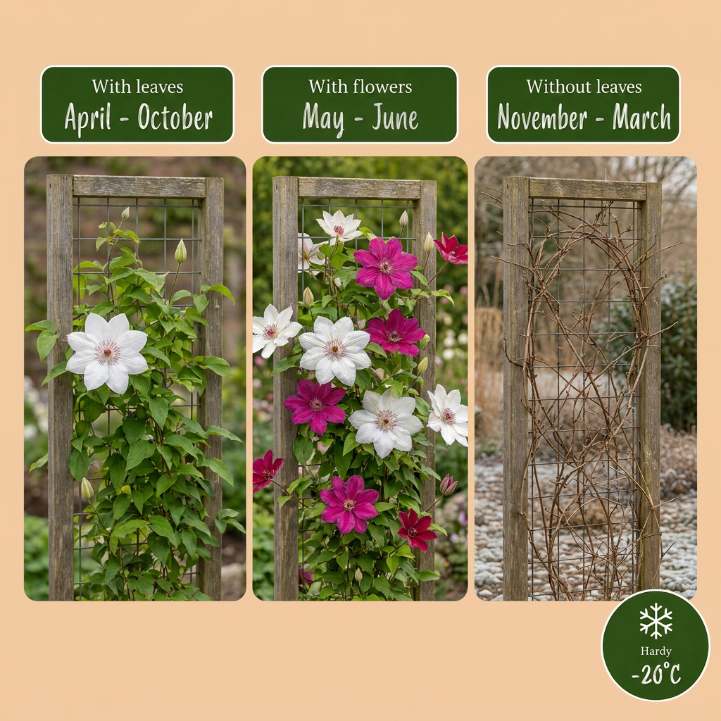 Clematis Duo Pink & White - Bosrank 6x - Wit - Roze - Klimplant - Ø9cm - ↕35cm