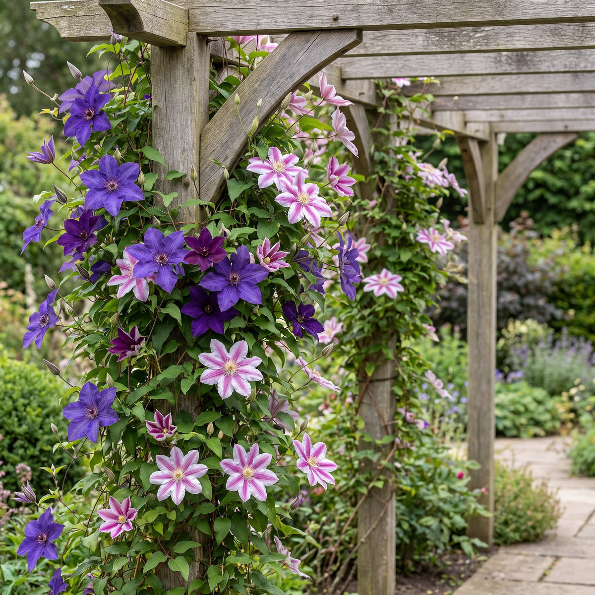 Clematis Duo Purple & Pink - Bosrank 6x - Paars - Roze - Wit - Klimplant - Ø9cm - ↕35cm