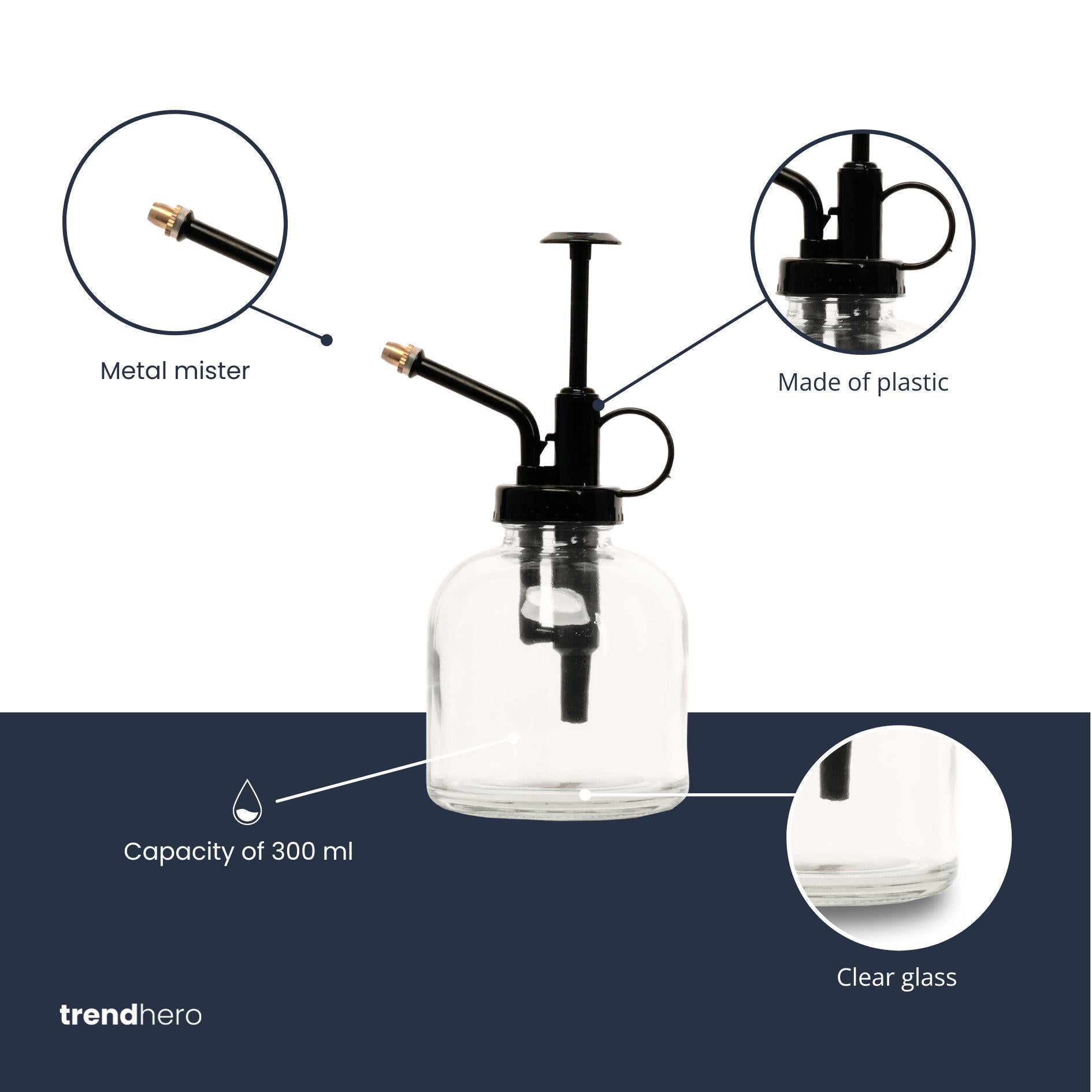 Plant sprayer - Clear glass with black - 300 ml