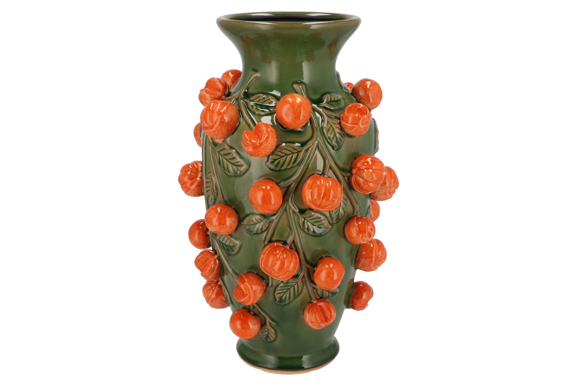 Vase en pierre M - H38 L24 - Vert mandarine