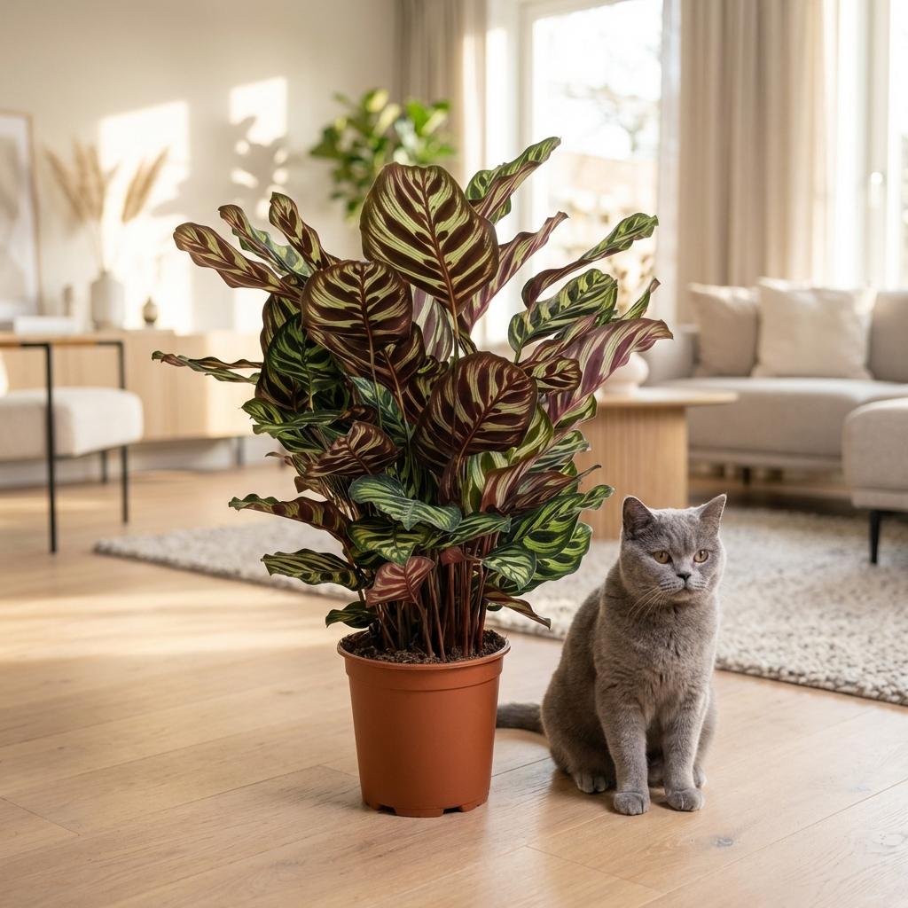 Pauwenplant - Calathea Makoyana - Groen - Weinig onderhoud - 1 Plant - Pot 19cm - Hoogte 70cm