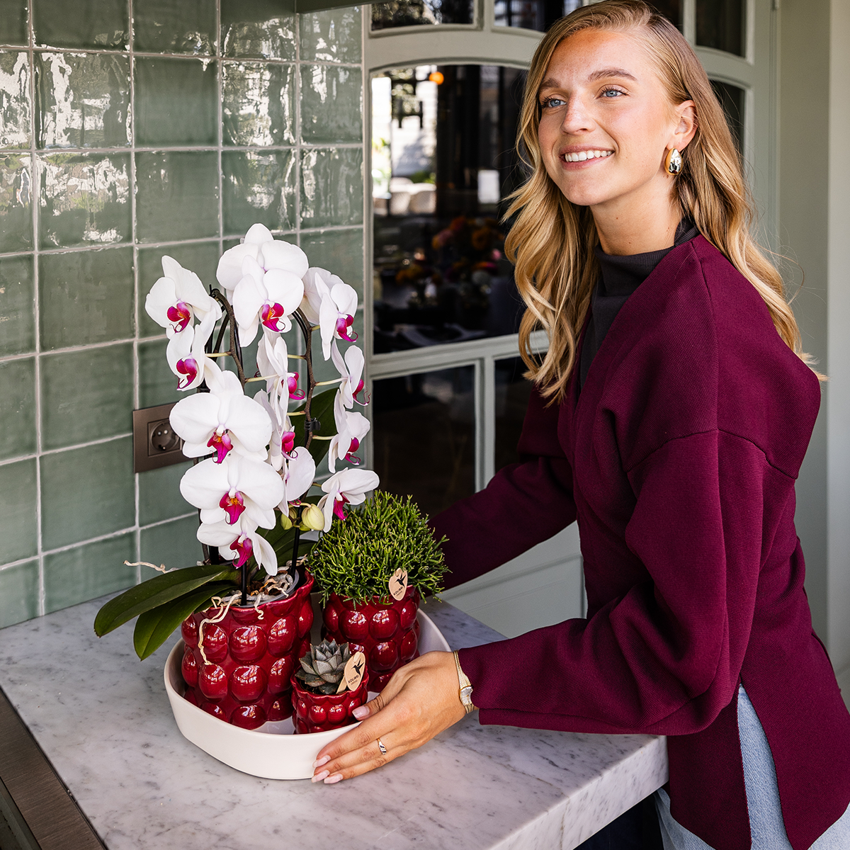 Kolibri Home | Cotton Shine sierpot - Red - Ø12cm