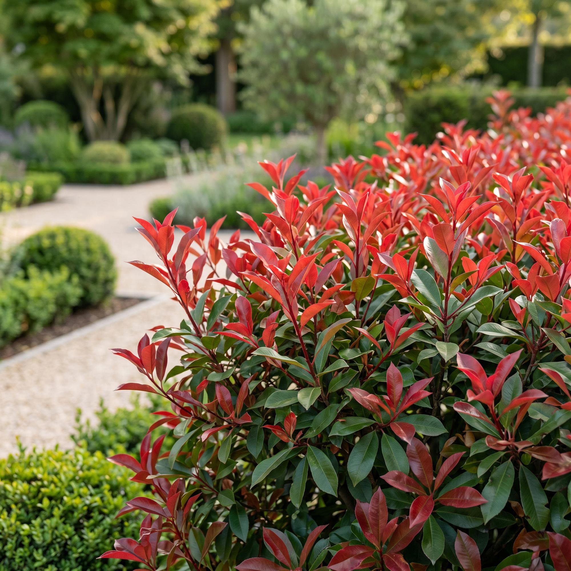 Photinia fraseri Carre Rouge - Glansmispel 16x - Haagplanten - Groenblijvend - Rood - Pot 9cm - Hoogte 25-35cm