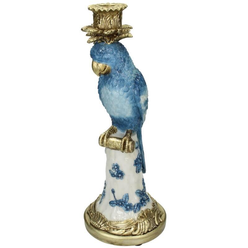 Candeliere con uccello blu - ↑ 36 cm