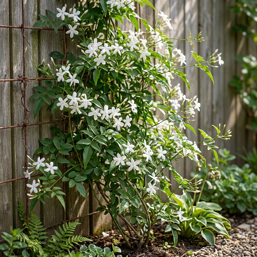Jasminum officinale - Echte jasmijn 6x - Wit - Klimplant - Ø9cm - ↕35cm