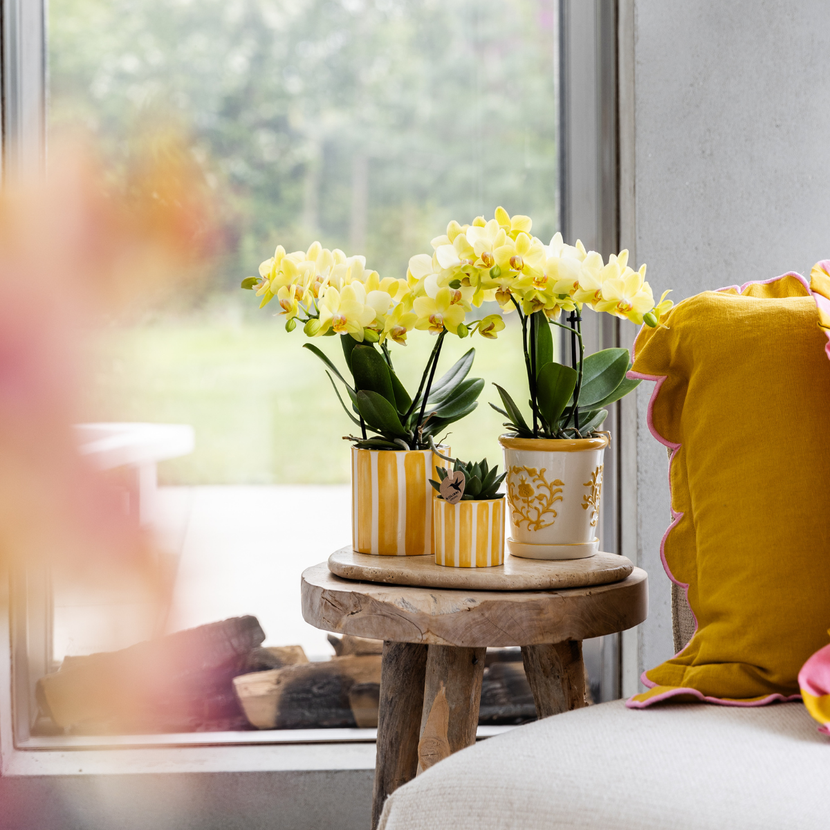 Kolibri Home | Painted stripe  - Yellow - Ø9cm