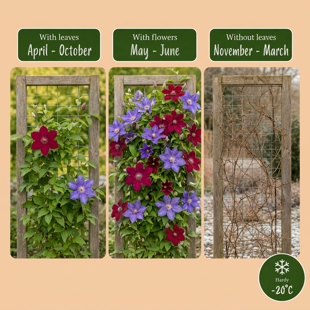 Clematis Duo Blue & Red - Bosrank Duo Blauw & Rood 2x - Blauw - Rood - Klimplant - Ø9cm - ↕35cm