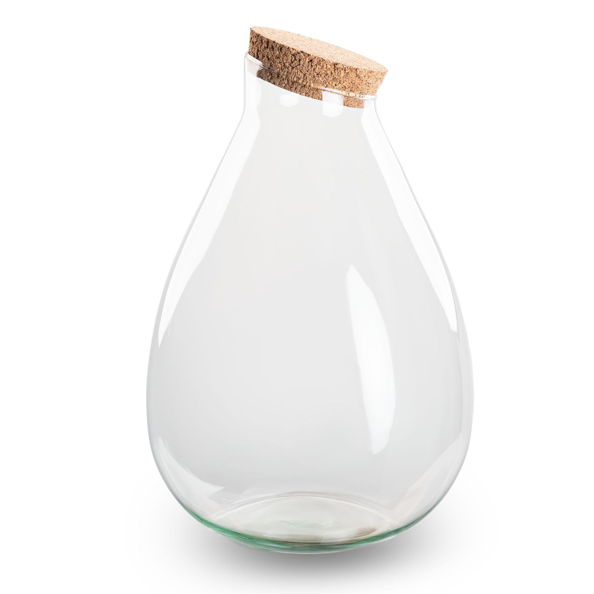 Terrariumflasche mit Korken – Geschlossenes Terrarium – Tropfen XL – ↑ 37 cm