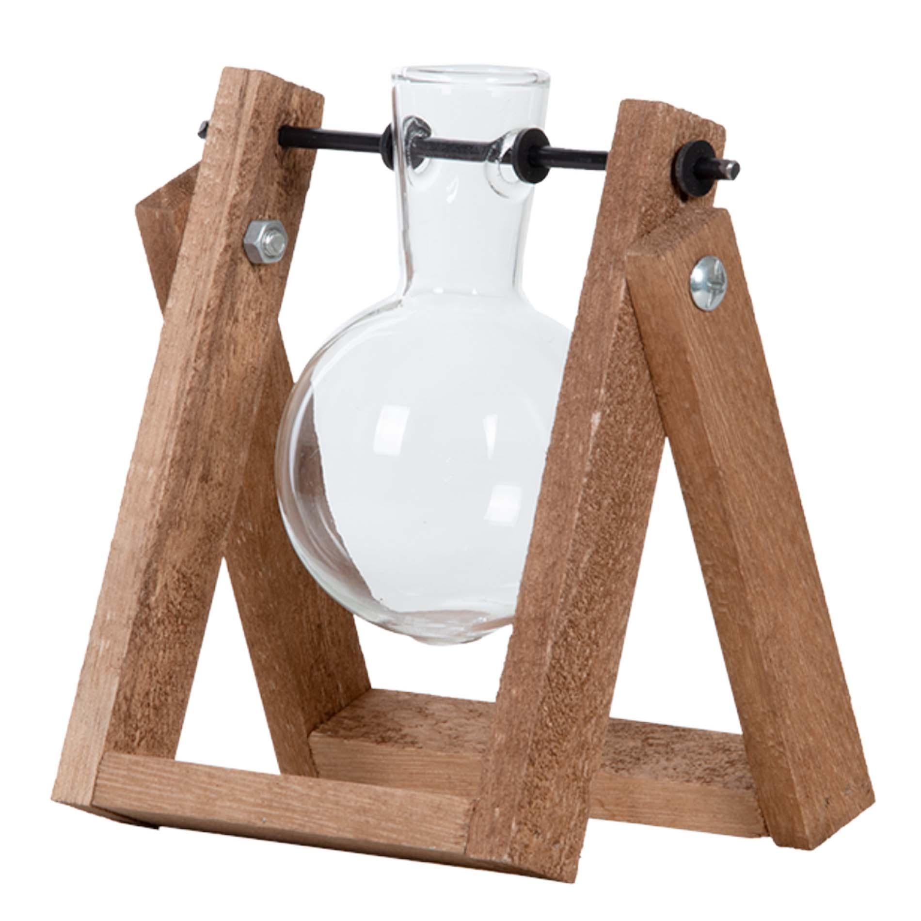 Stecklingsständer – 1 Glasvase – Hydroponische Vase für Stecklinge – Holz – Anzuchtstation