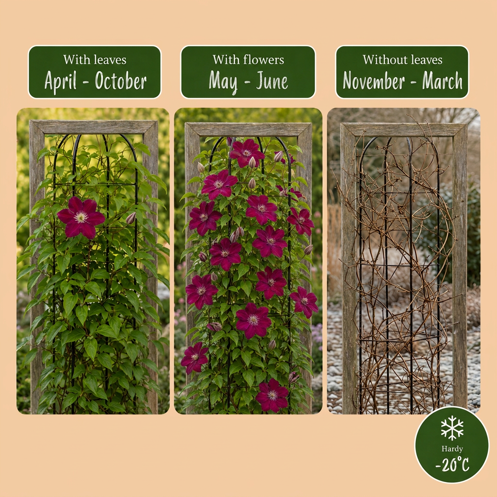 Clematis Rouge Cardinal - Bosrank Rode Kardinaal 4x - Rood - Klimplant - Ø9cm - ↕35cm