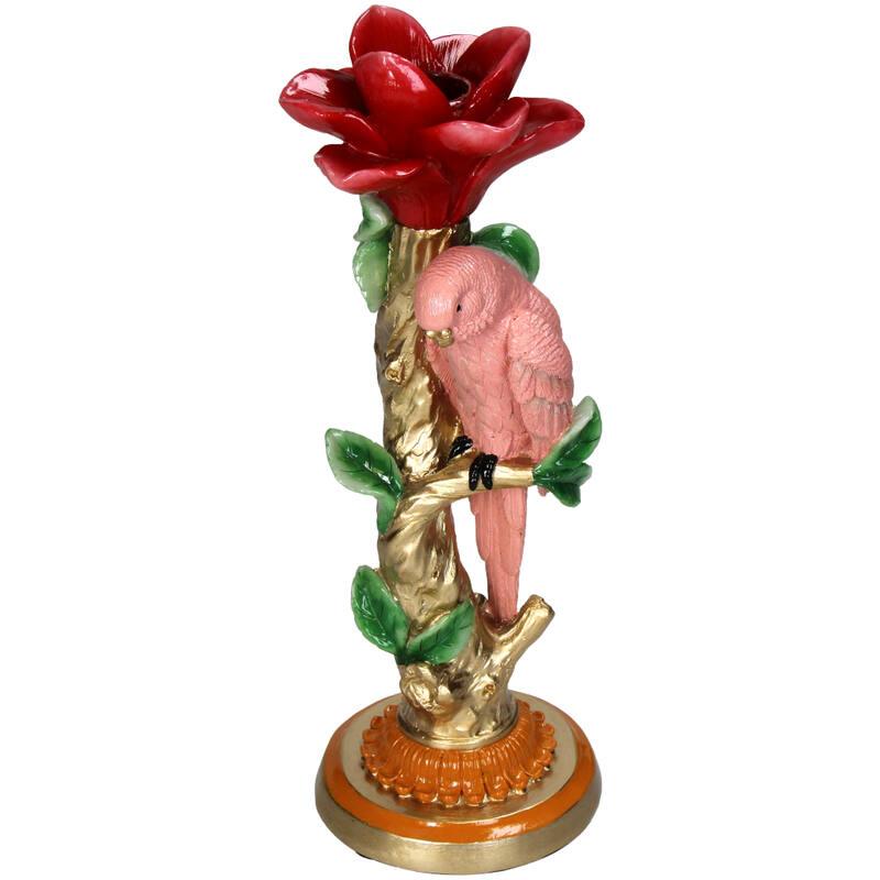 Kerzenständer – Rosa Papagei ↑ 26 cm – Heimdekoration