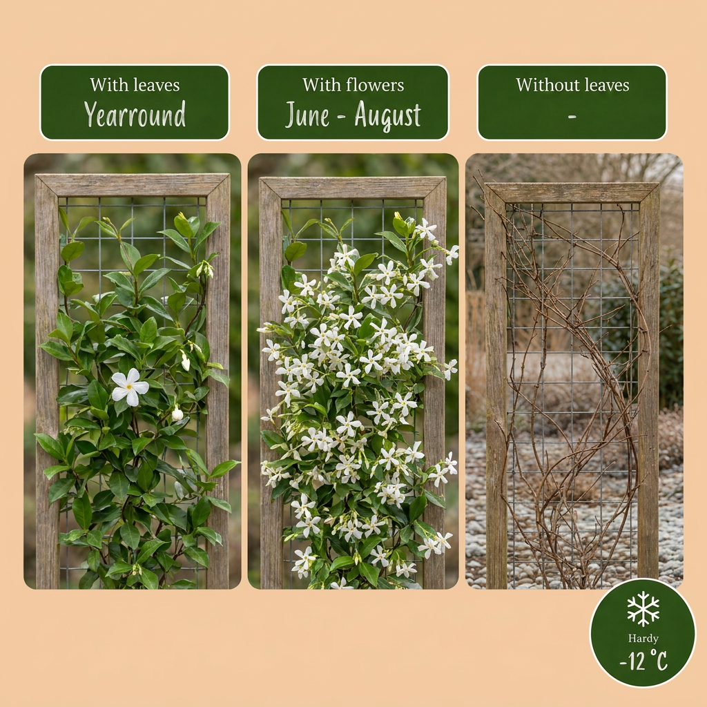 Trachelospermum jasminoides - Sterjasmijn 4x - Wit - Klimplant - Ø9cm - ↕35cm