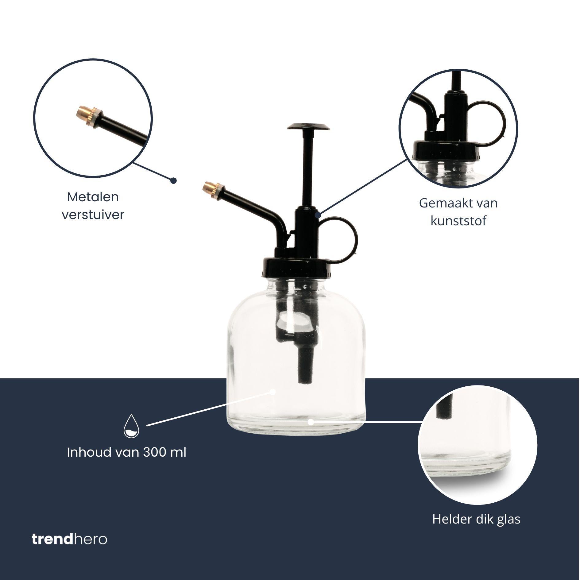Plant sprayer - Clear glass with black - 300 ml