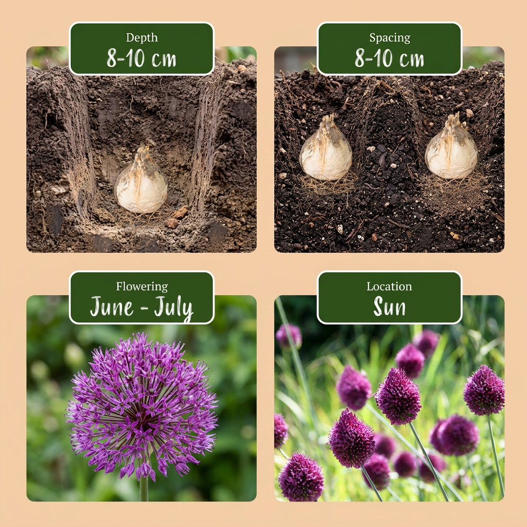200x Allium Sphaerocephalon - Flower bulbs - Globe garlic - Purple - Summer bloomer - Bulb size 5/6