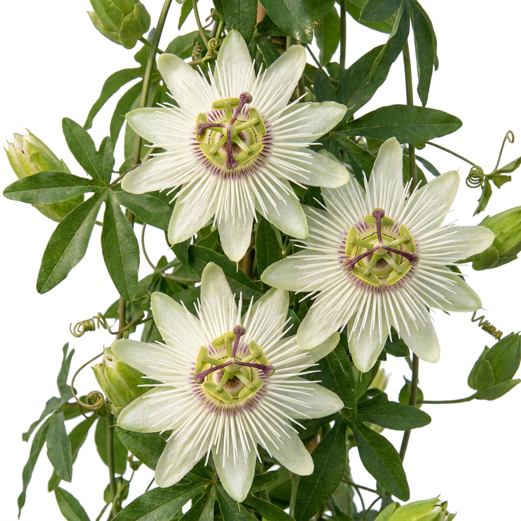 Passiflora ca. 'Constance Elliott' - Passiebloem 'Constance Elliott' - Wit - Klimplant - Ø9cm - ↕35cm