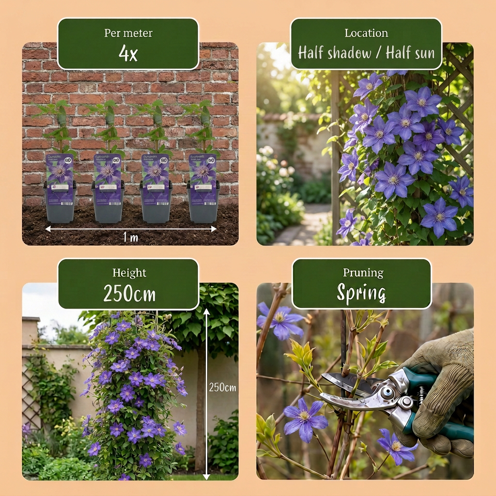 Clematis Multi Blue - Bosrank 6x - Blauw - Klimplant - Ø9cm - ↕35cm