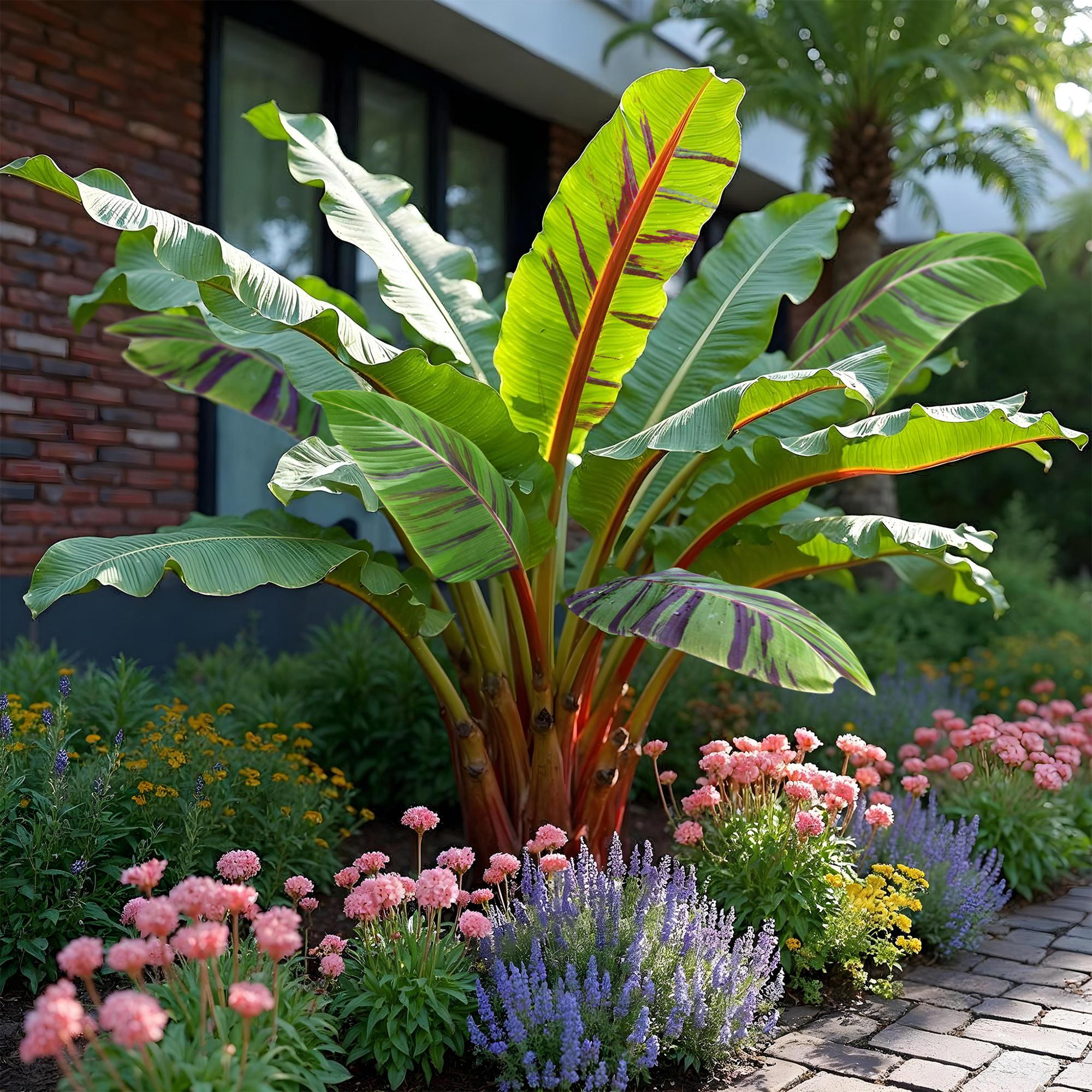 Bananen plant - Musa sikkemensis Red Tiger - Winterhard - 6 planten - Pot 12cm Hoogte 30cm