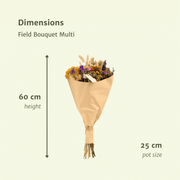 Bouquet champêtre de fleurs séchées multicolores - Ø25cm - ↕60cm