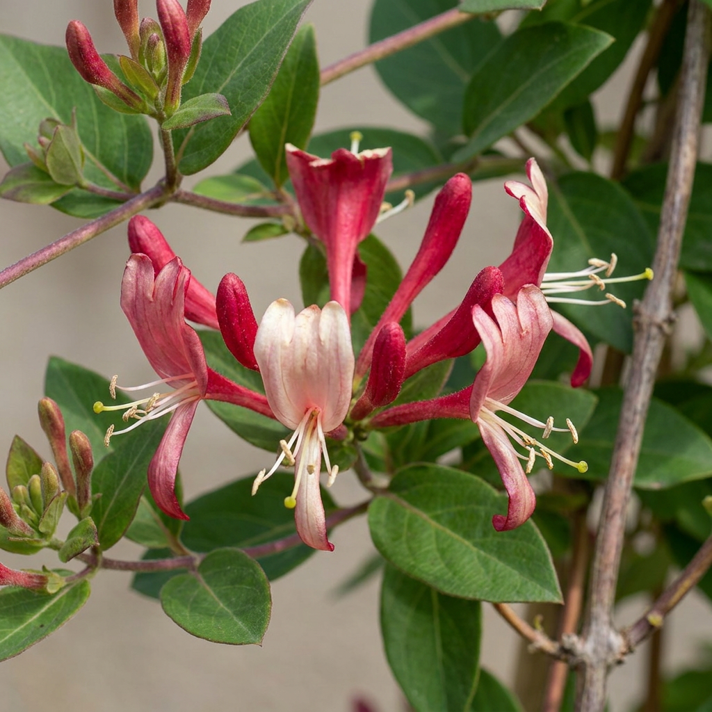 Lonicera jap. 'Red World' - Japanse kamperfoelie - Rood - Roze - Klimplant - Ø9cm - ↕35cm