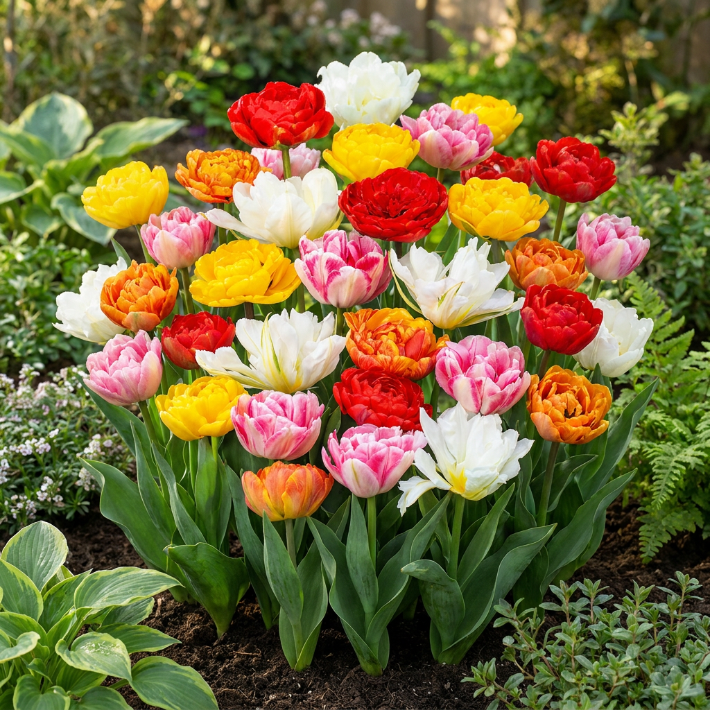 120x Tulipa Double mix - Cibule květin - Mix dvojitých tulipánů - Různé - Jarní kvetoucí - Velikost cibule 11/13