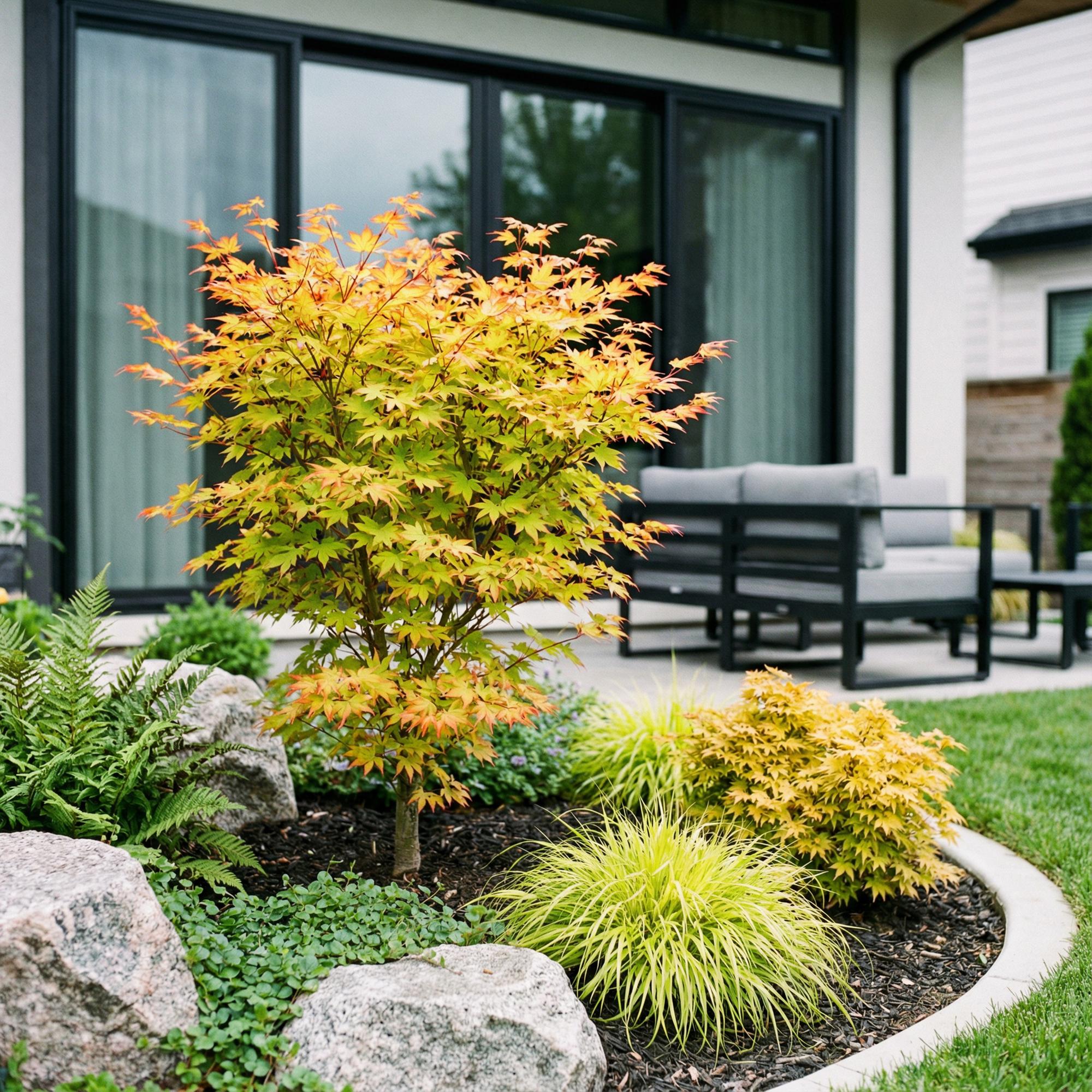 Acer palmatum Summergold - Japanse Esdoorn - Bladverliezend - Geel - 1 - Pot 26cm - Hoogte 90cm