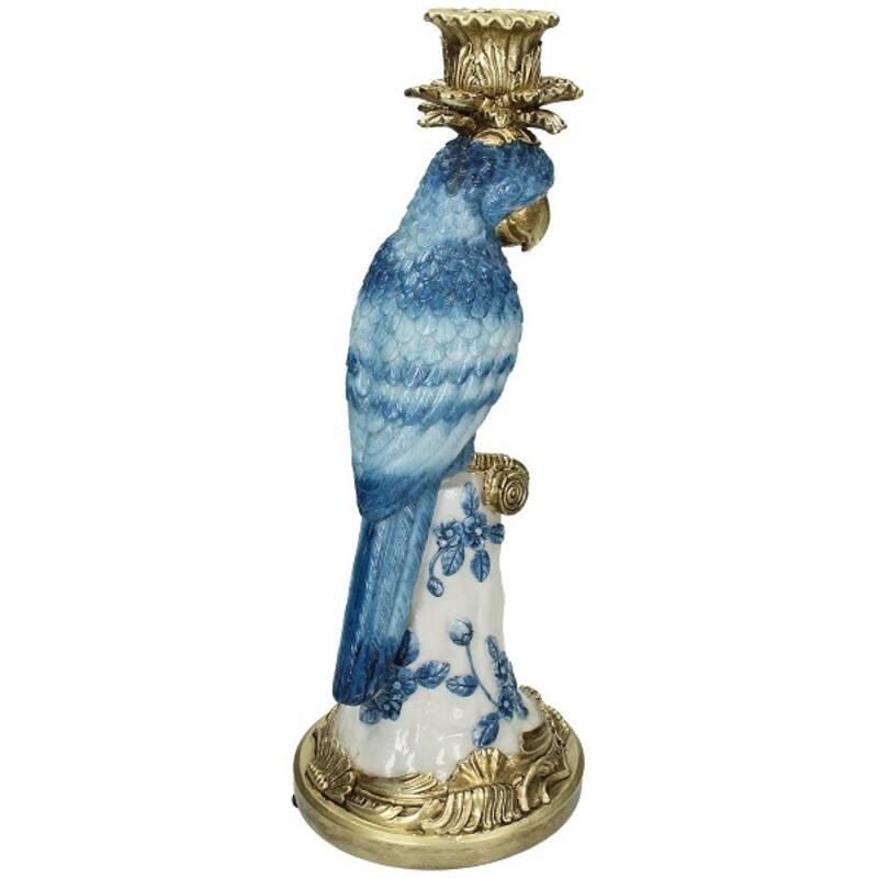 Candeliere con uccello blu - ↑ 36 cm