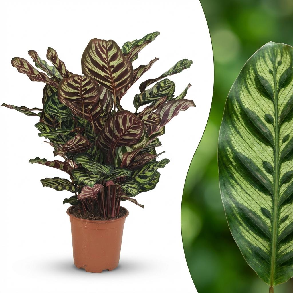 Pauwenplant - Calathea Makoyana - Groen - Weinig onderhoud - 1 Plant - Pot 19cm - Hoogte 70cm