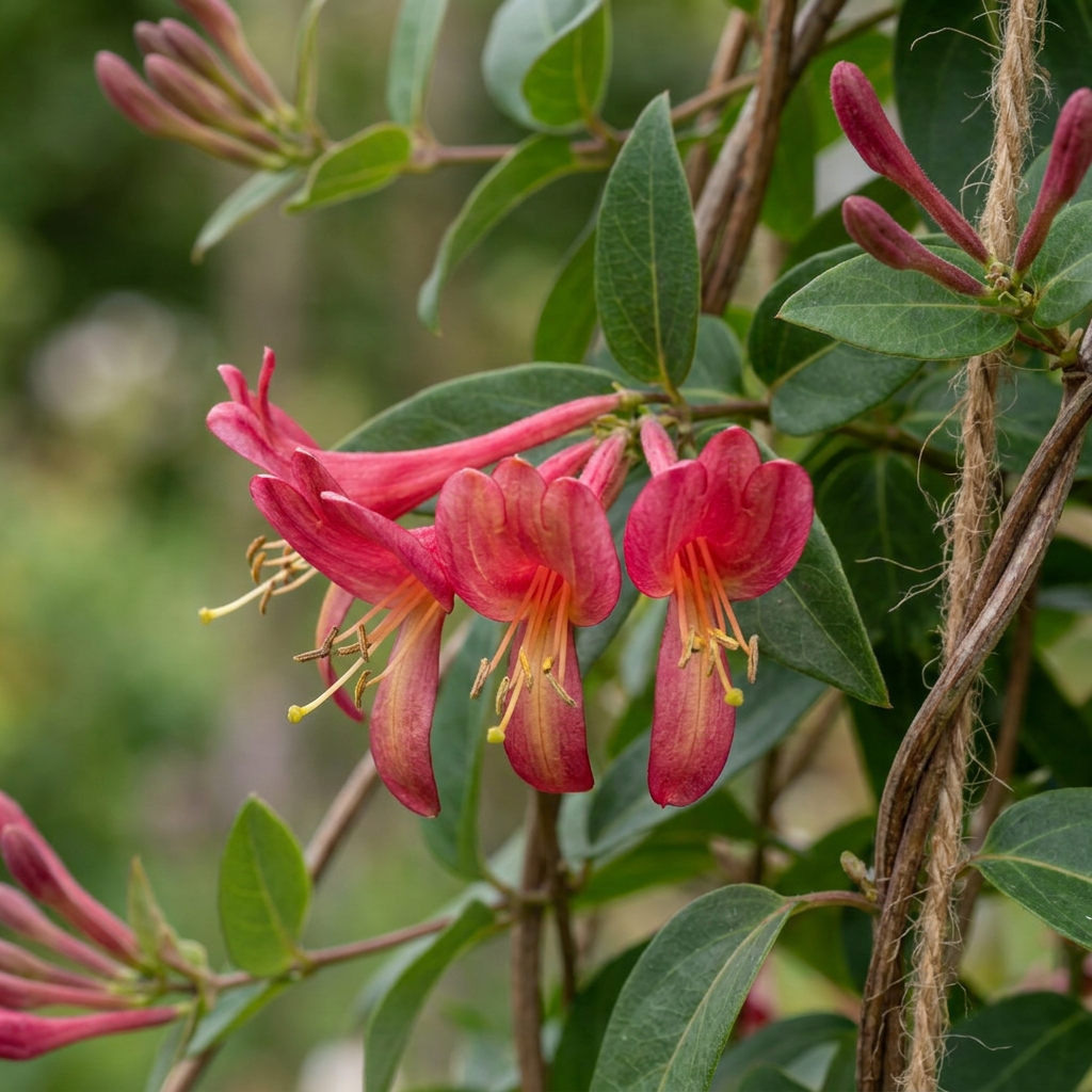 Lonicera henryi - Henrys kamperfoelie 4x - Geel - Rood - Klimplant - Ø9cm - ↕35cm