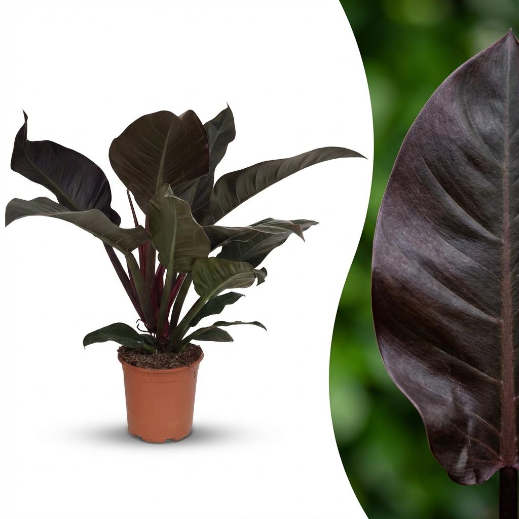 Philodendron Imperial Red - Rood - Weinig onderhoud - 1 Plant - Pot 19cm - Hoogte 60cm