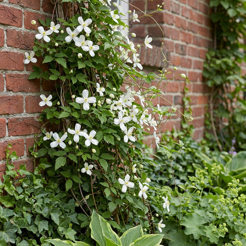 Clematis mont. 'Wilsonii' - Bergclematis 4x - Wit - Klimplant - Ø9cm - ↕35cm