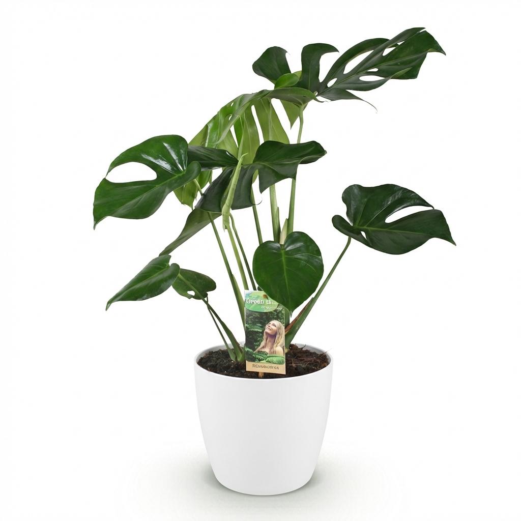 Monstera Deliciosa - Gatenplant - met Potter Wit - Pot 21cm - Hoogte 70-80cm