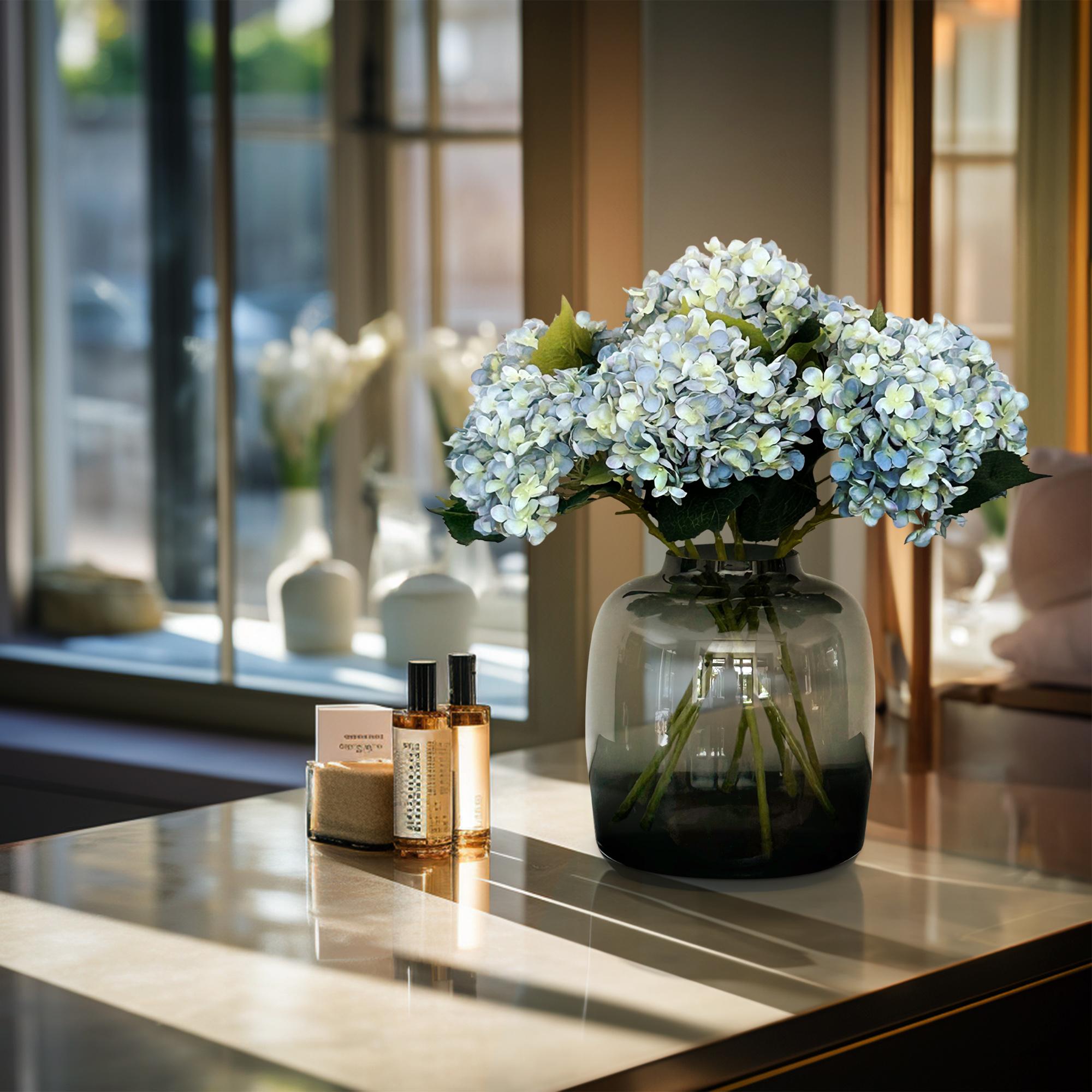 Künstliche Blumen Solo – Blau – Hortensienblüte – 8 Stück – 52 cm