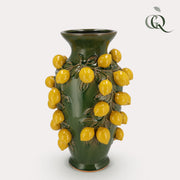 Vase en pierre M - H38 L24 - Vert citron