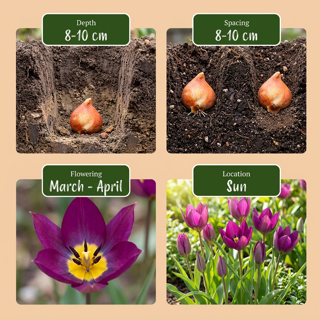 100 Bulbos de Tulipa Persian Pearl - Tulipa Persian Pearl - Roxa - Floresce na Primavera - Tamanho do Bulbo 6/7