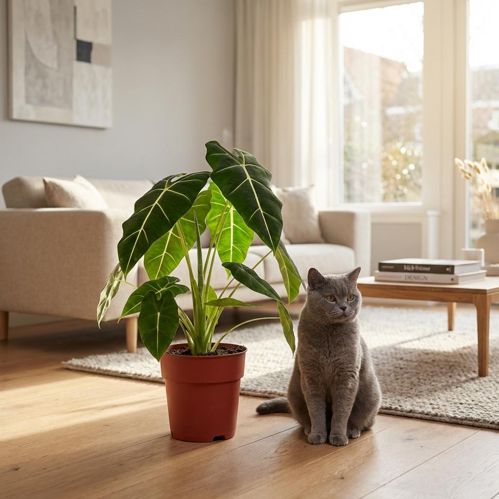 Olifantsoor - Alocasia Frydek - Groen - Weinig onderhoud - 1 Plant - Pot 19cm - Hoogte 60cm