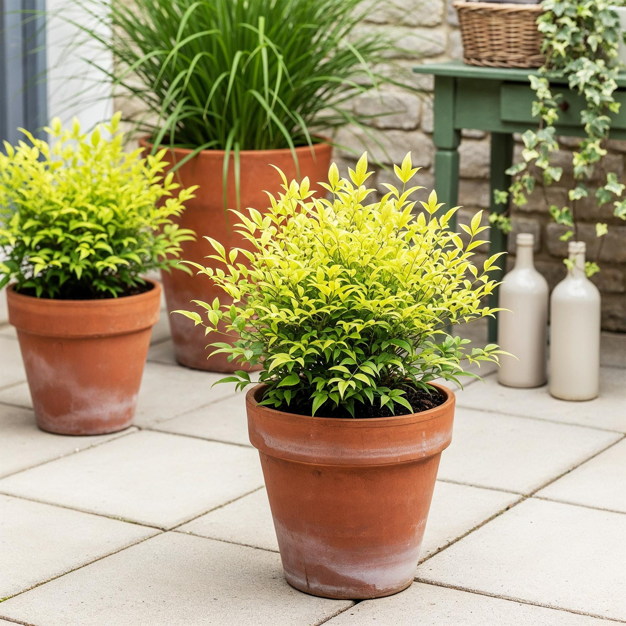 Nandina Lemon & Lime - Geel - 2 Planten - Groenblijvend - Weinig Onderhoud - Pot 17cm Hoogte 45cm