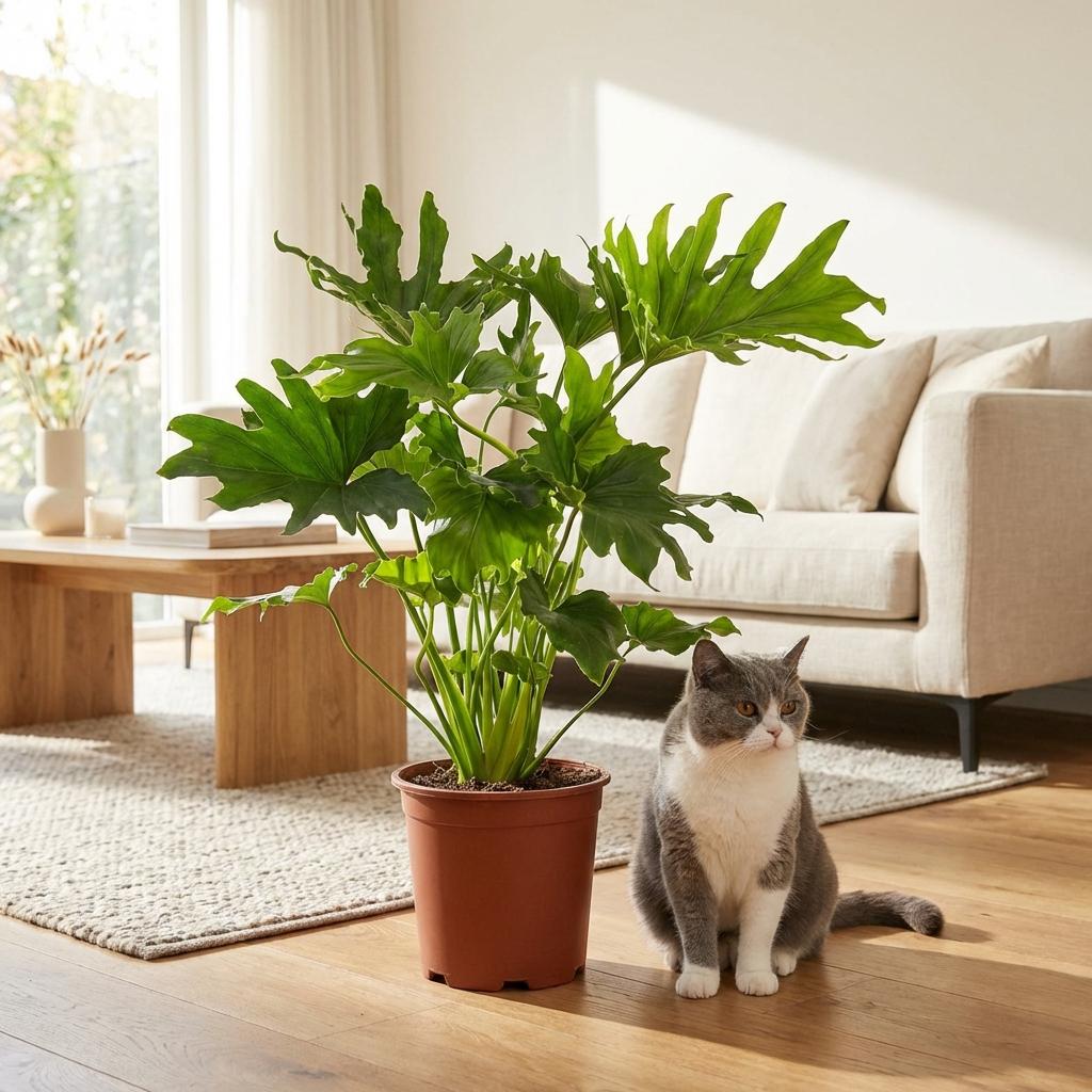 Philodendron Lickety split - Groen - Weinig onderhoud - 1 Plant - Pot 19cm - Hoogte 70cm