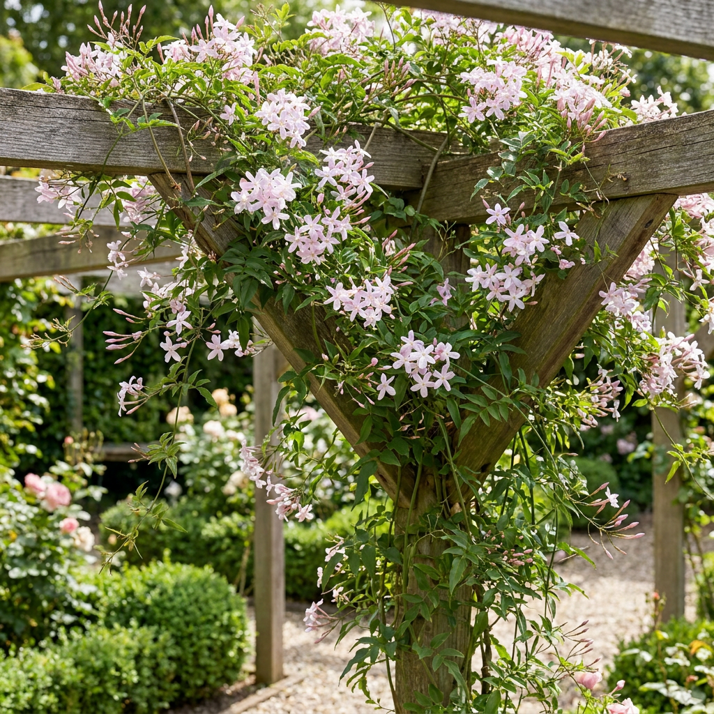 Jasminum stephanense - Roze jasmijn 4x - Roze - Klimplant - Ø9cm - ↕35cm