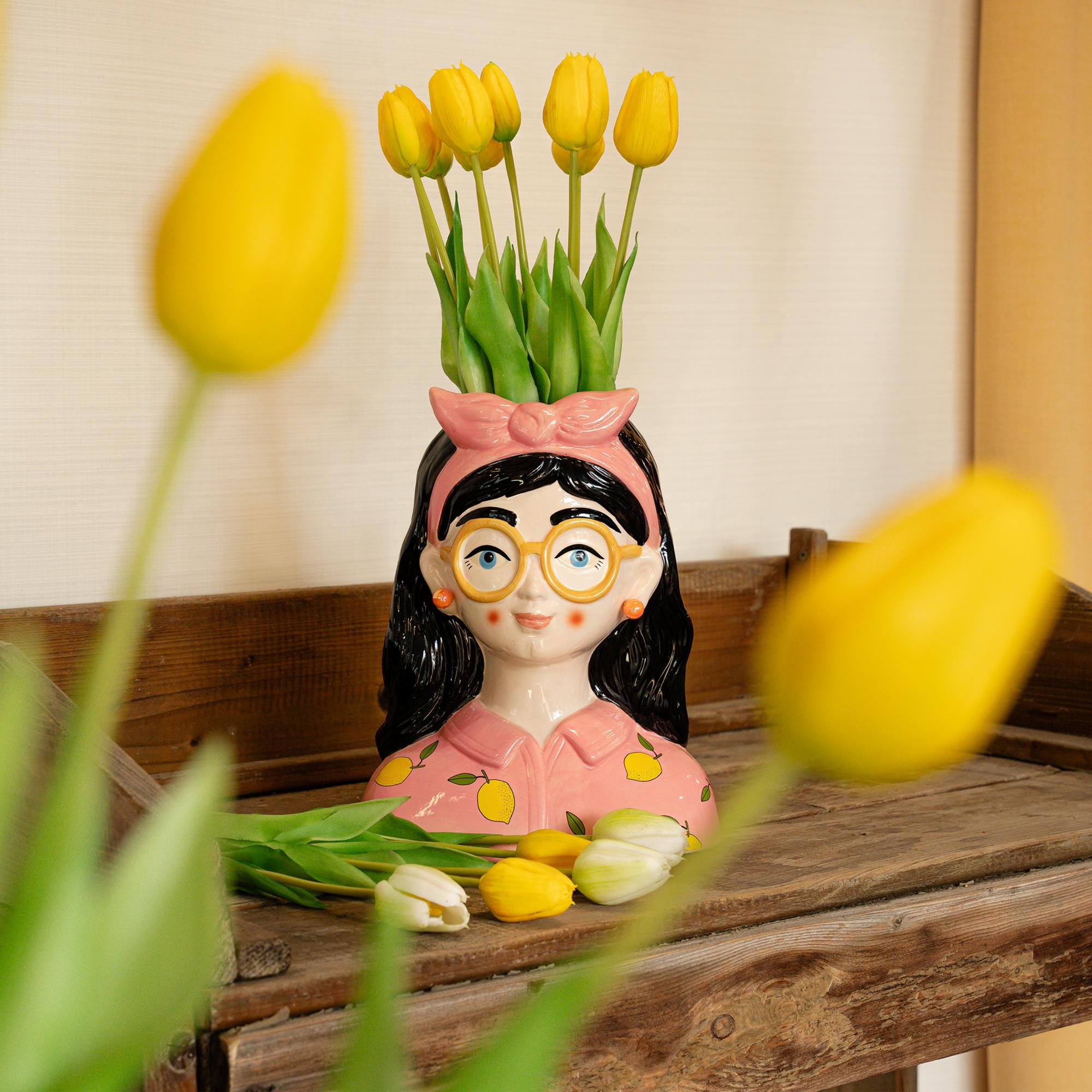 Bouquet di tulipani gialli - 10 pezzi - Tulipani artificiali 'Real Touch' - 42 cm (gialli)