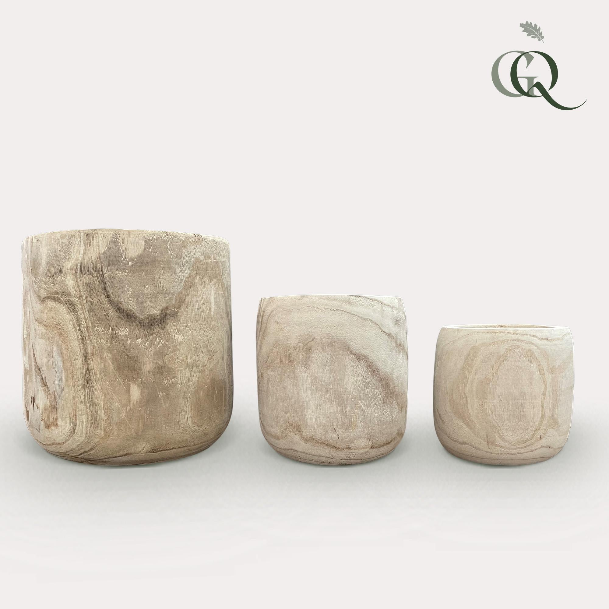 Topf - Holz hellbrauner Pia-Topf - 3er-Set