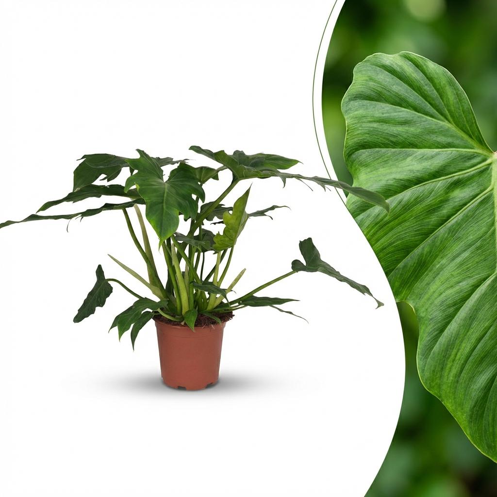 Philodendron Lacerum - Groen - Weinig onderhoud - 1 Plant - Pot 19cm - Hoogte 65cm