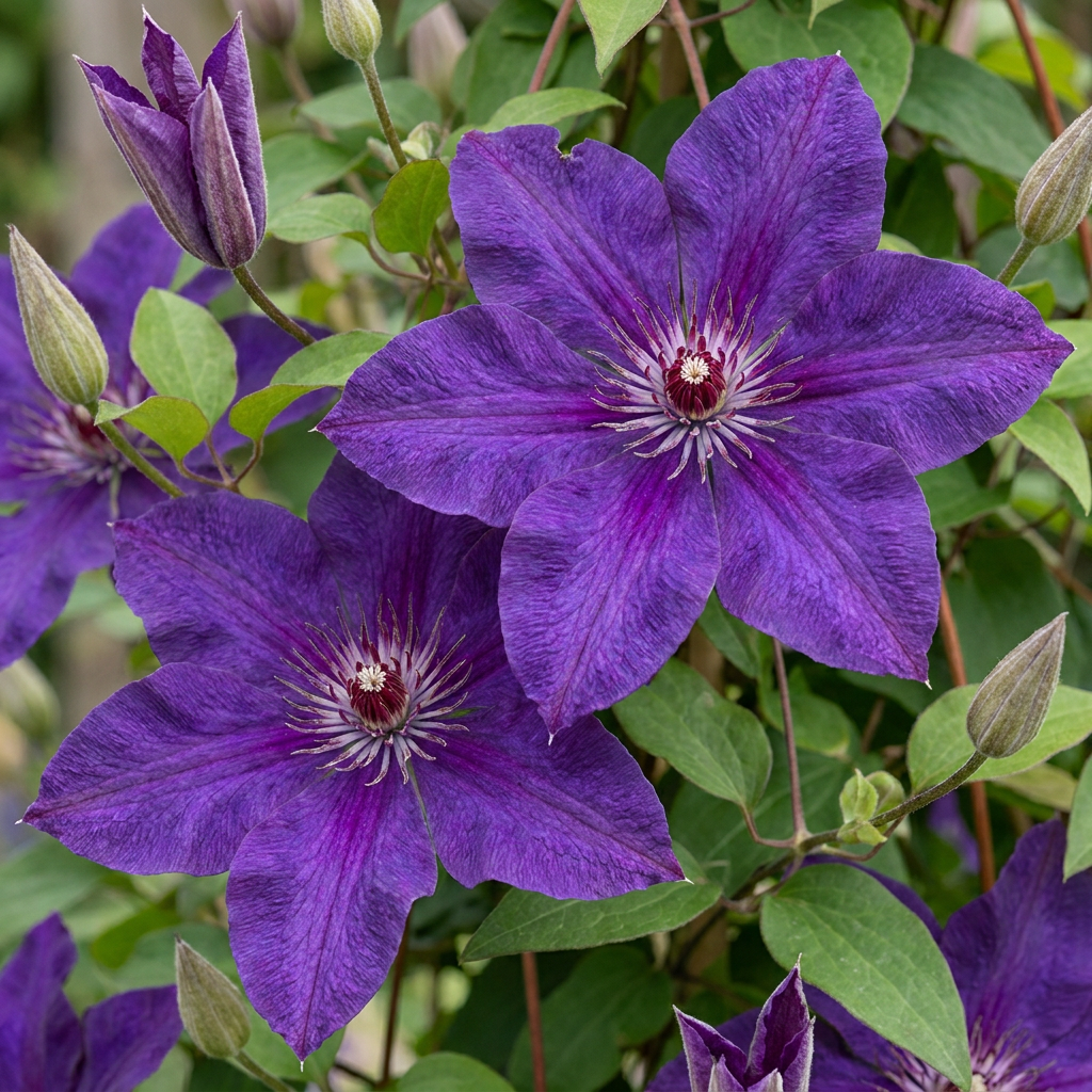 Clematis The President - Bosrank 4x - Paars - Klimplant - Ø9cm - ↕35cm