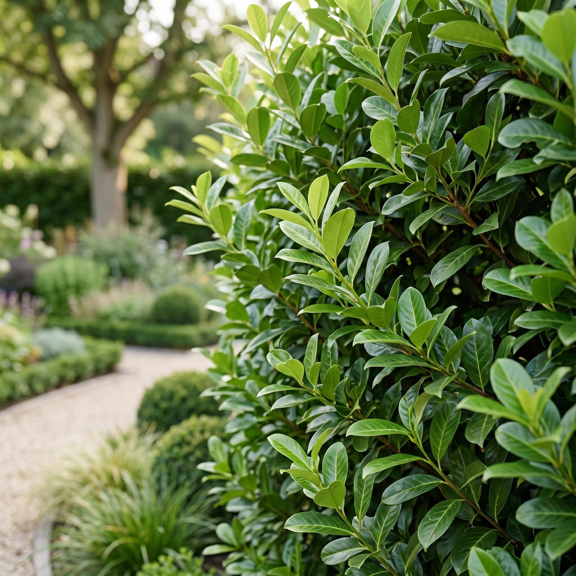 Prunus laur. Rotundifolia - Laurierkers 40x - Haagplanten - Groenblijvend - Groen - Pot 9cm - Hoogte 25-35cm