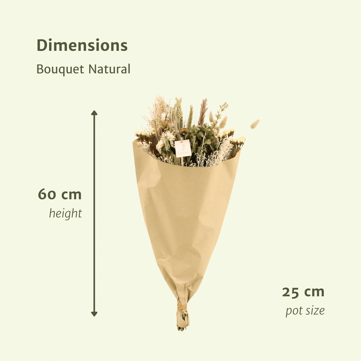 Bouquet de fleurs séchées naturelles des champs - Ø25cm - ↕60cm