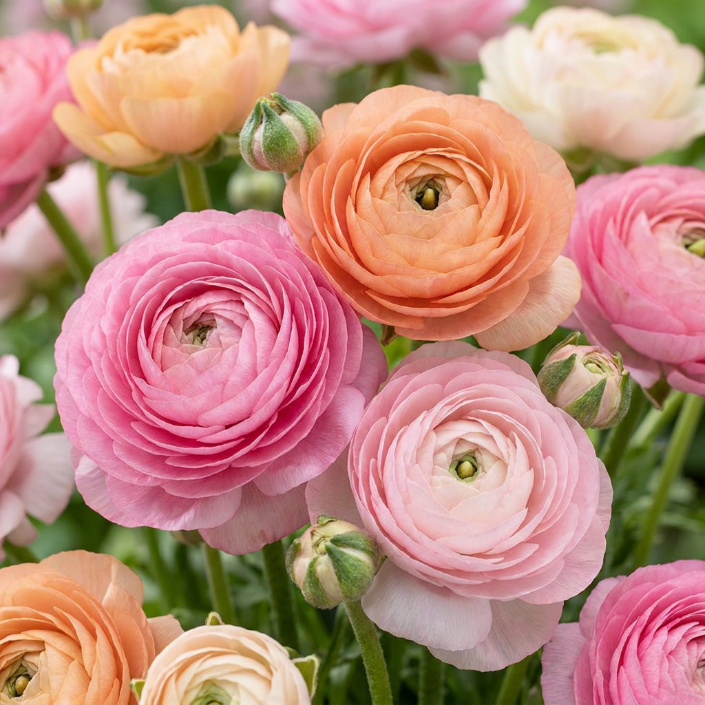 320x Ranunculus Pastel Mix - Bloembollen - Pastelkleurige ranonkel - D - Zomerbloeier - Bolmaat 5/6