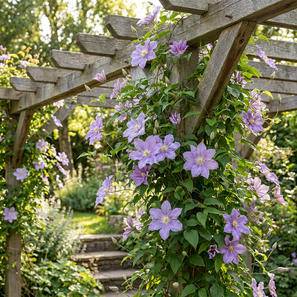 Clematis Justa - Bosrank 4x - Licht Blauw - Klimplant - Ø9cm - ↕35cm