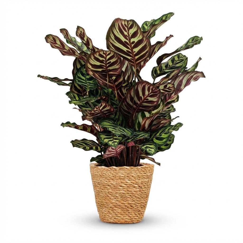 Pauwenplant - Calathea Makoyana - Groen - Weinig onderhoud - 1 Plant - met Mand - Pot 19cm - Hoogte 70cm