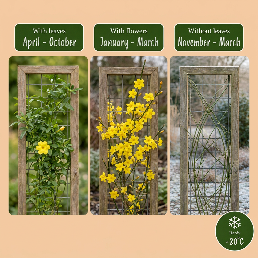 Jasminum nudiflorum - Winterjasmijn - Geel - Klimplant - Ø9cm - ↕35cm