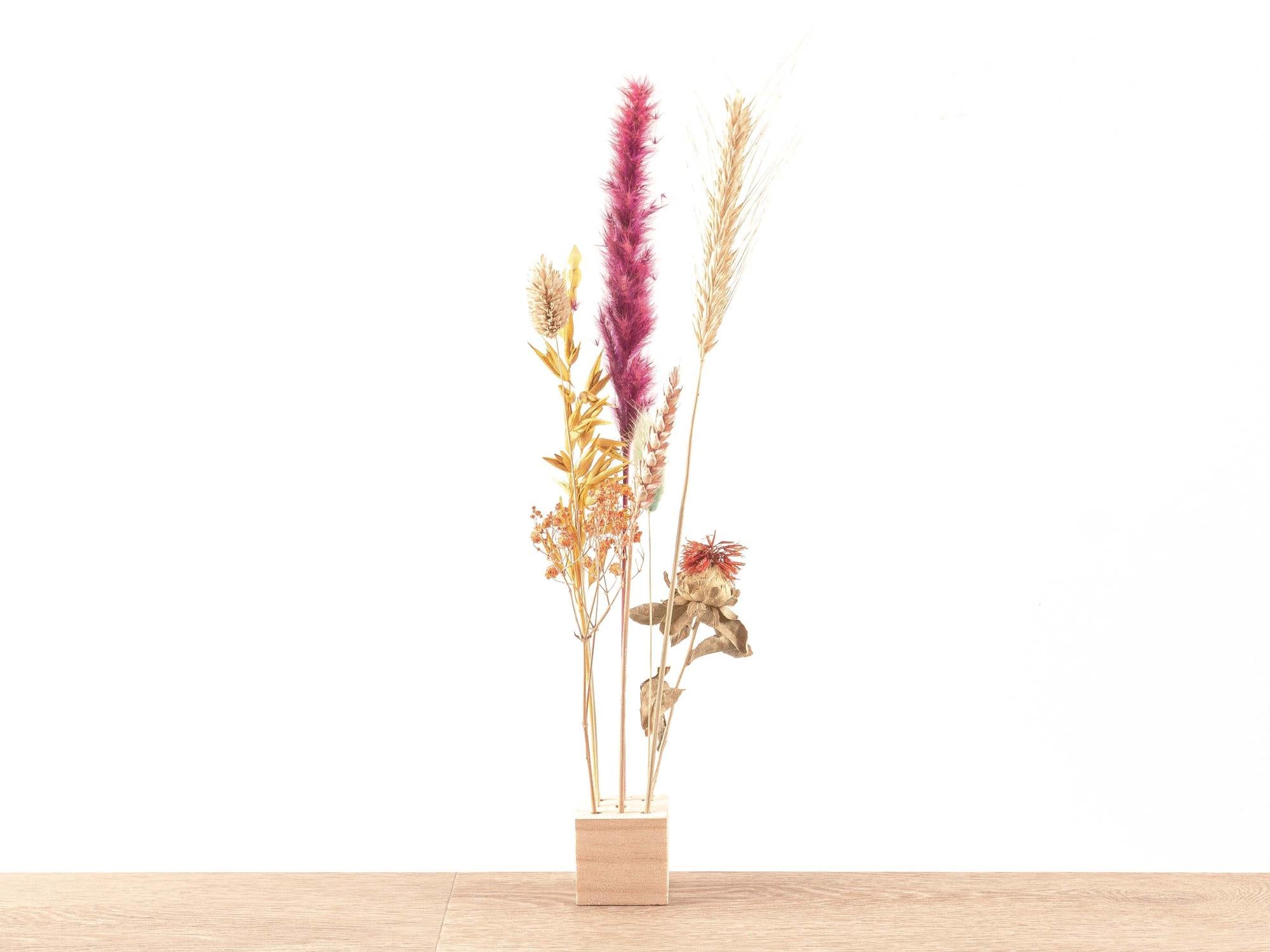 Support en bois pour fleurs séchées - S - Fleurs et herbes + Composition florale séchée